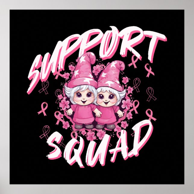 Support Squad Gnome Warrior Breast Cancer Awarenes Poster (Front)