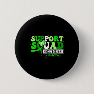 Support squad green butterfly ribbon chronic 6 cm round badge