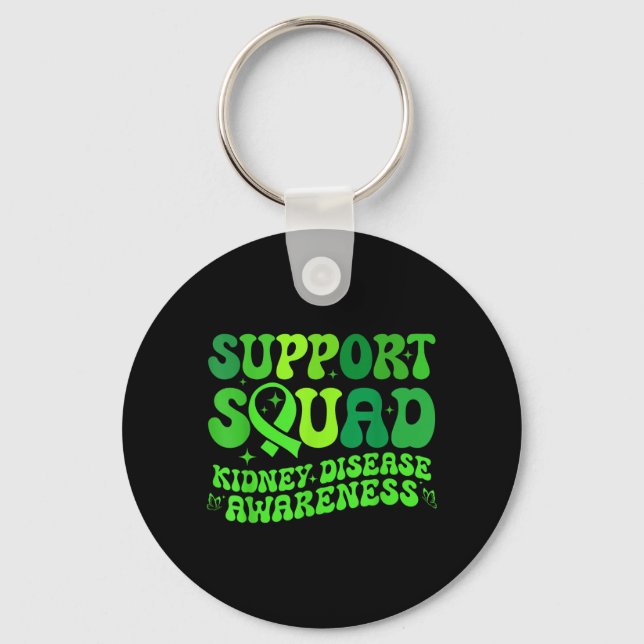 Support Squad Green PKD Kidney Disease Ribbon Key Ring (Front)