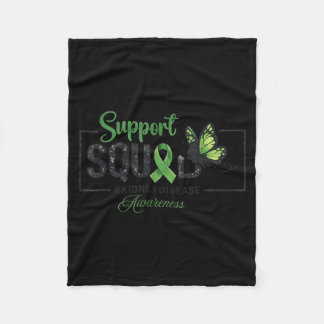 Support Squad Green Ribbon Butterfly Kidney Fleece Blanket