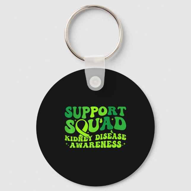 Support squad green ribbon butterfly pkd kidney key ring (Front)