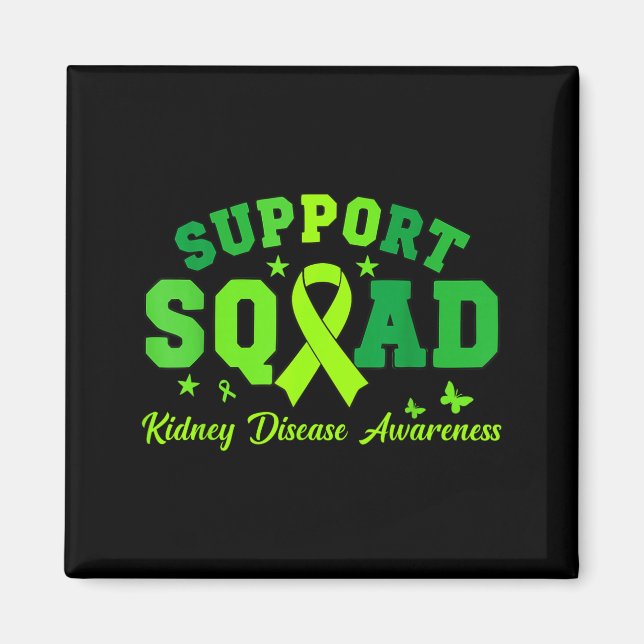 Support squad green ribbon butterfly pkd kidney magnet (Front)