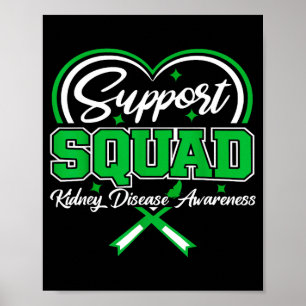 Support squad green ribbon butterfly pkd kidney poster