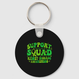 Support squad green ribbon butterfly pkd kidneySup Key Ring
