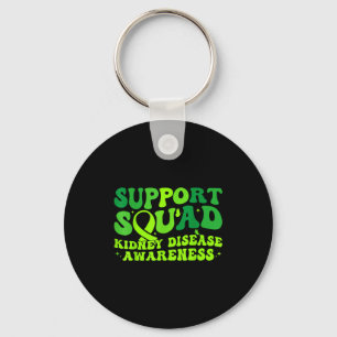 Support squad green ribbon butterfly pkd kidneySup Key Ring