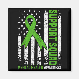 Support Squad Green Ribbon Flag Mental Health Magnet