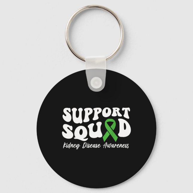Support Squad Green Ribbon Kidney Disease Key Ring (Front)