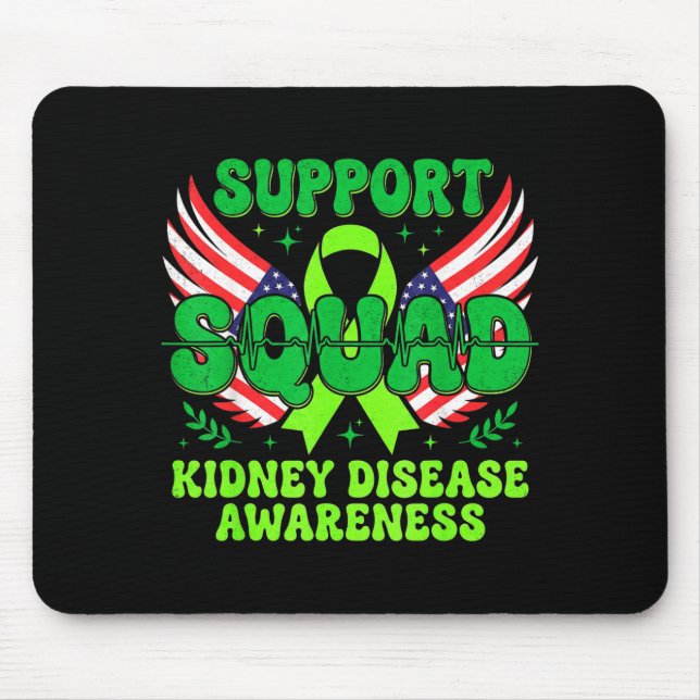 Support Squad Green Ribbon Kidney Disease Mouse Pad (Front)