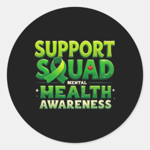Support Squad Green Ribbon Mental Health Awareness Classic Round Sticker