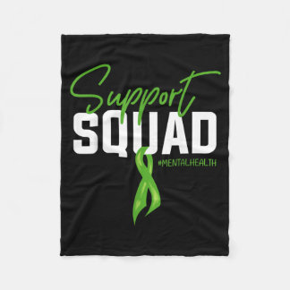 Support Squad Green Ribbon Mental Health Awareness Fleece Blanket