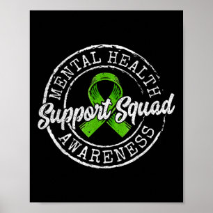 Support Squad Green Ribbon Mental Health Awareness Poster