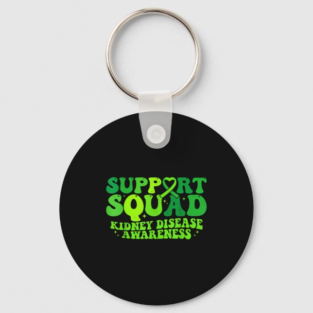 Support squad green ribbon pkd kidney disease key ring (Front)