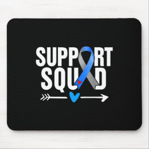 Support Squad Grey Blue Ribbon Diabetes Awareness  Mouse Pad