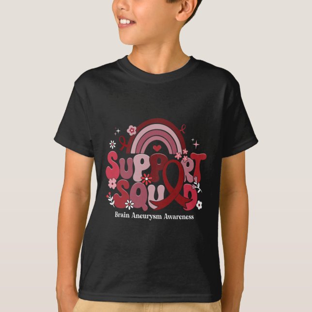 Support Squad Groovy Brain Aneurysm Awareness Gift T-Shirt (Front)