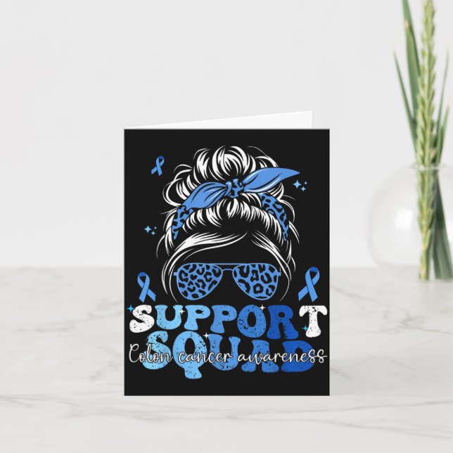 Support Squad Groovy Colon Cancer Awareness Messy Card (Front)