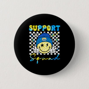Support Squad Groovy Down Syndrome Awareness Smile 6 Cm Round Badge
