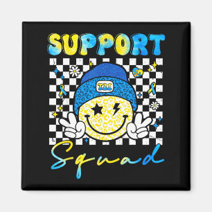 Support Squad Groovy Down Syndrome Awareness Smile Magnet