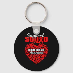 Support Squad Heart Disease Awareness Heart & Key Ring