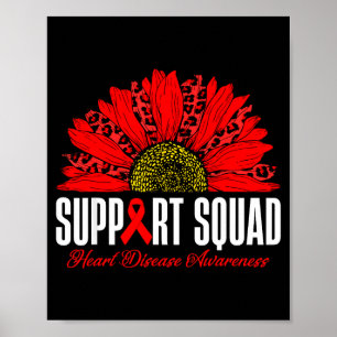 Support Squad Heart Disease Awareness Red Leopard Poster