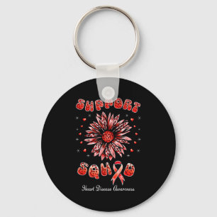 Support Squad Heart Disease Awareness Red Ribbon S Key Ring
