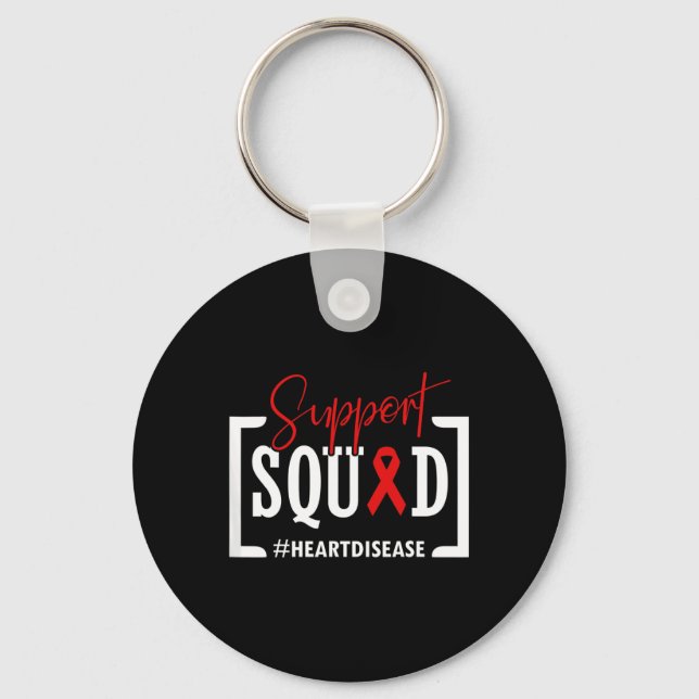 Support Squad Heart Disease Awareness Warrior Red  Key Ring (Front)