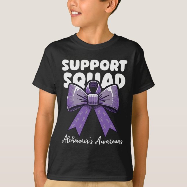 Support Squad Heimerheimer Awareness Ribbon Bow  T-Shirt (Front)