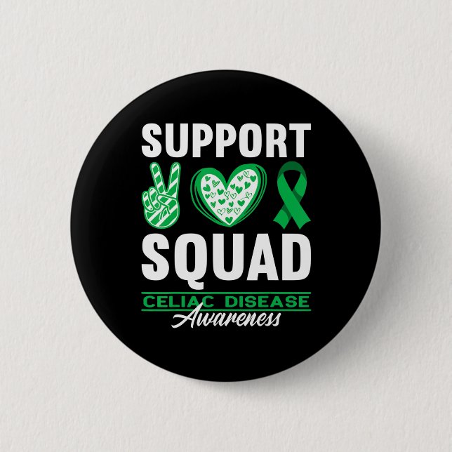 Support Squad I Gluten Free Coeliac Celiac Disease 6 Cm Round Badge (Front)