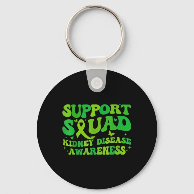 Support Squad Kidney Disease Awareness CKD Green Key Ring (Front)