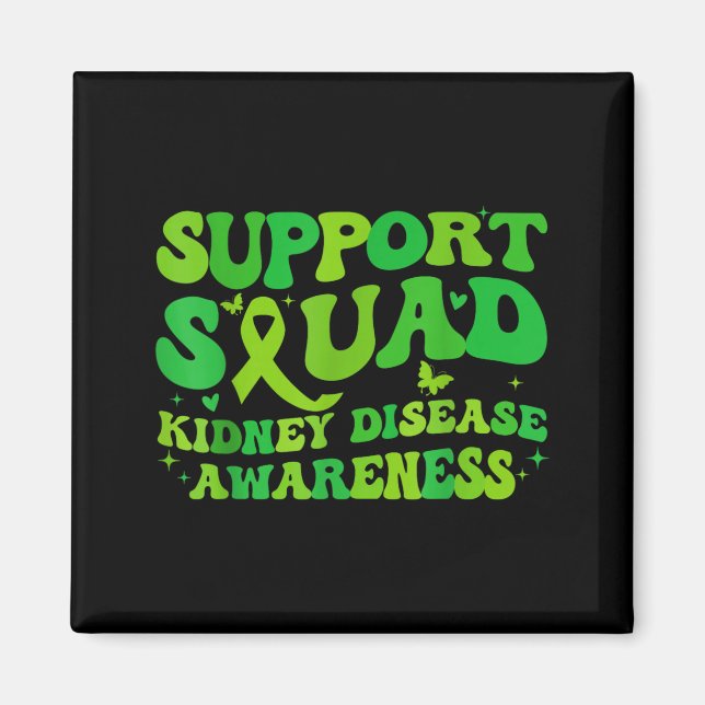 Support Squad Kidney Disease Awareness CKD Green Magnet (Front)