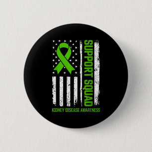 Support squad kidney disease awareness flag green 6 cm round badge