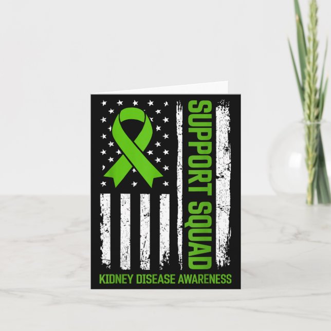 Support Squad Kidney Disease Awareness Flag Green Card (Front)