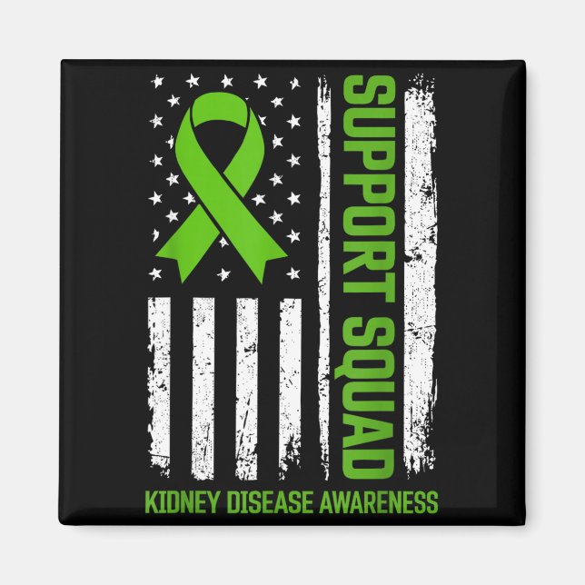 Support Squad Kidney Disease Awareness Flag Green Magnet (Front)
