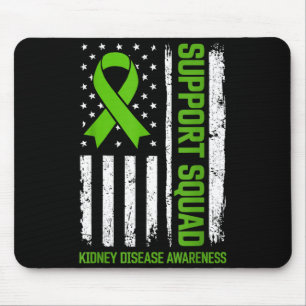 Support Squad Kidney Disease Awareness Flag Green Mouse Pad