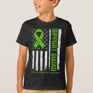 Support Squad Kidney Disease Awareness Flag Green T-Shirt