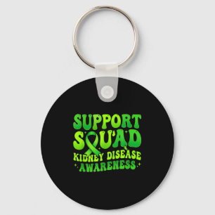 Support squad kidney disease awareness green key ring
