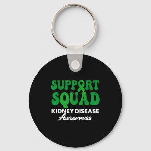 Support squad kidney disease awareness green ribbo key ring