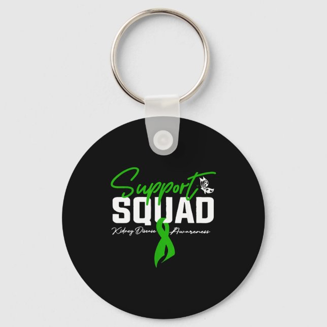 Support squad kidney disease awareness month green key ring (Front)