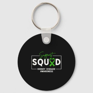 Support squad kidney disease awareness month green key ring