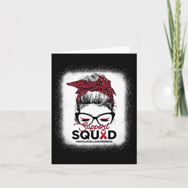 Support Squad Leopard Messy Bun Sickle Cell Awaren Card (Front)