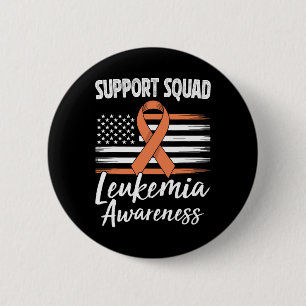 Support Squad Leukaemia Awareness Orange Ribbon Bl 6 Cm Round Badge