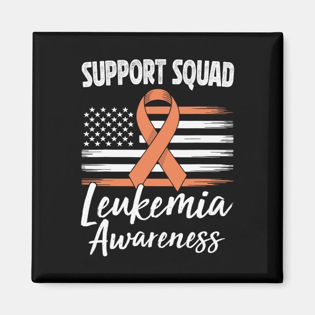 Support Squad Leukaemia Awareness Orange Ribbon Bl Magnet (Front)