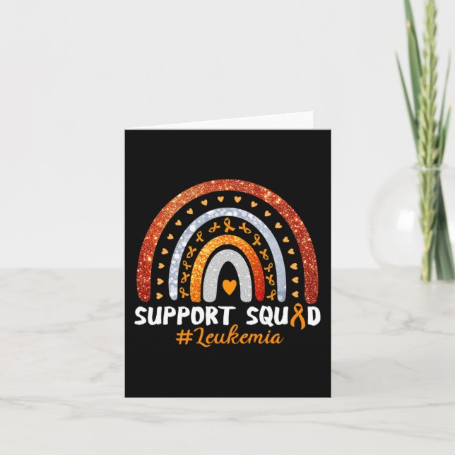 Support Squad Leukaemia Awareness Orange Ribbon Ra Card (Front)