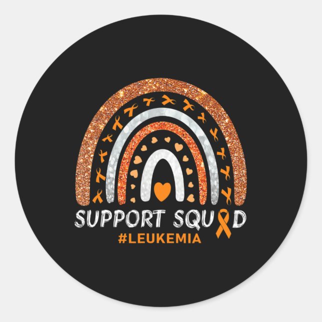 Support Squad Leukaemia Awareness Rainbow Gift War Classic Round Sticker (Front)