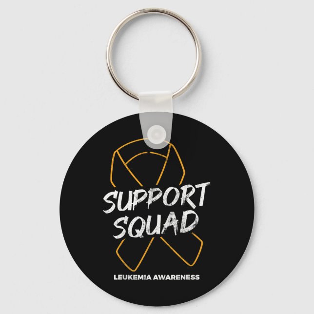Support Squad Leukaemia Awareness Ribbon Leukaemia Key Ring (Front)