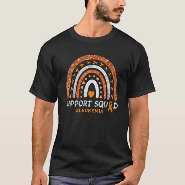 Support Squad Leukemia Awareness Rainbow Gift Warr T-Shirt (Front)