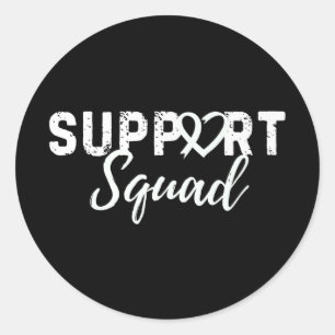 Support Squad Lung Cancer Love Heart White Ribbon  Classic Round Sticker