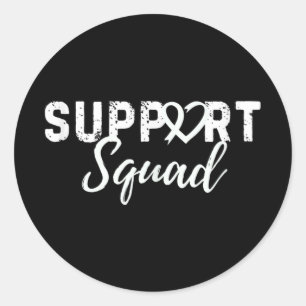 Support Squad Lung Cancer Love Heart White Ribbon  Classic Round Sticker