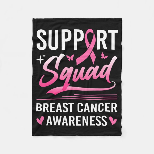 Support Squad Matching Family Breast Cancer Awaren Fleece Blanket (Front)
