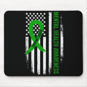 Support squad mental health awareness green ribbon mouse pad