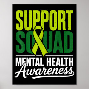 Support Squad Mental Health Awareness Green Ribbon Poster